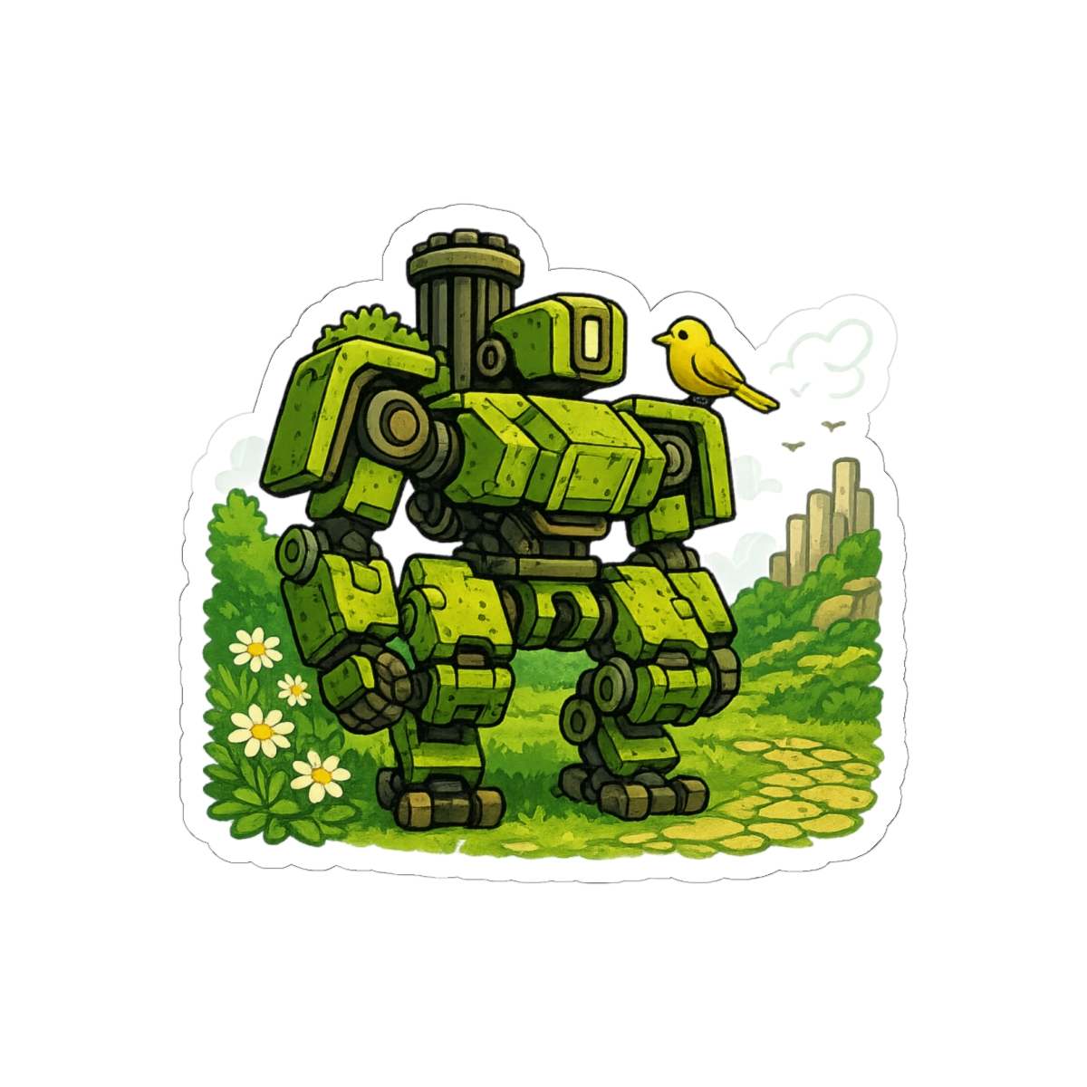Chibi Bastion with Ganymede Sticker | Cute Overwatch Vinyl Decal
